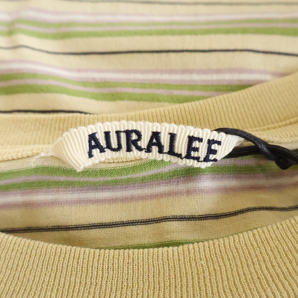 AURALEE(オーラリー) 24SS HARD TWIST COTTON BORDER TEE ハードツイスト コットン ボーダー柄 クルーネック カットソー 半袖Tシャツ マルチ A24ST02BR