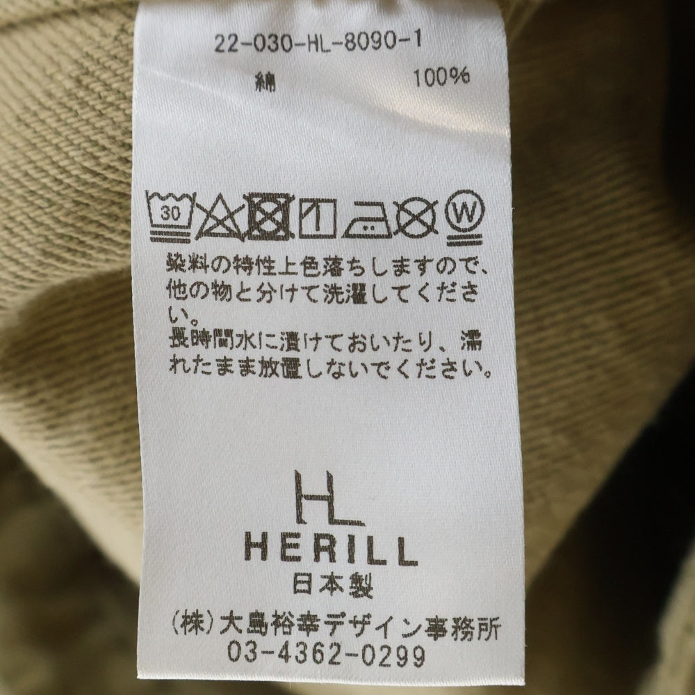 HERILL(ヘリル) HERILL ヘリル 22SS HL DENIM CARGOPANTS マルチポケット コットン ジップアップ デニムカーゴパンツ カーキ 22-030-HL-8090-1