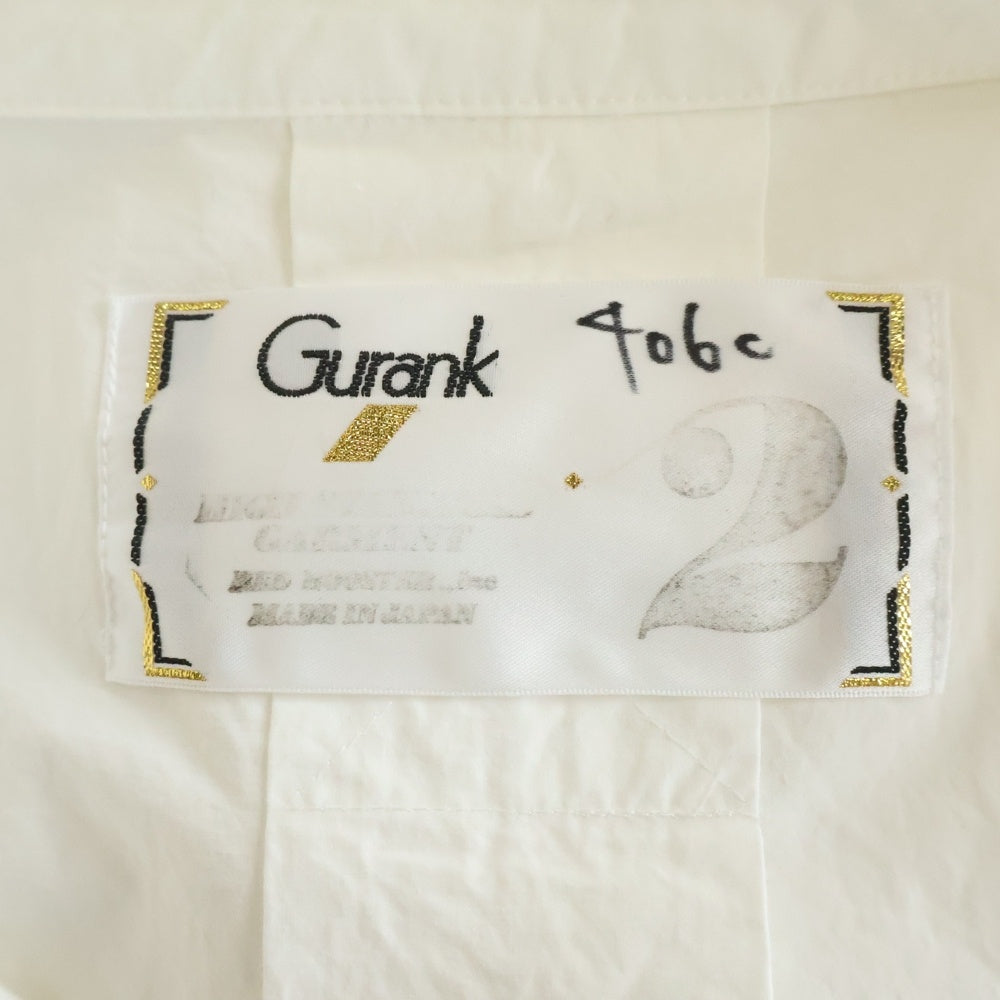 NO BRAND(ノーブランド) 24SS GURANK グランク WORK SHIRT ピュアコットン レギュラーカラー 長袖シャツ ホワイト 2406