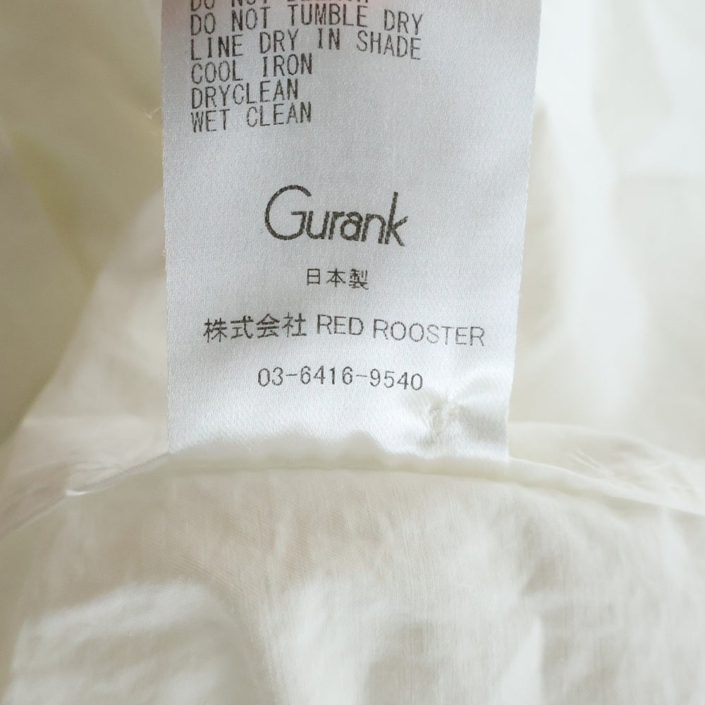 NO BRAND(ノーブランド) 24SS GURANK グランク WORK SHIRT ピュアコットン レギュラーカラー 長袖シャツ ホワイト 2406