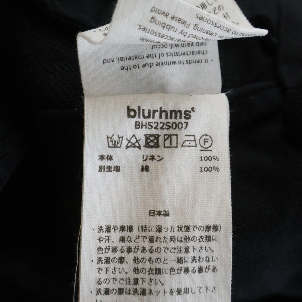 blurhms(ブラームス) 22SS LINEN TWILL 5P EASY PANTS リネンツイル ファイブポケット ドローストリング イージーパンツ ブラック BHS22S007