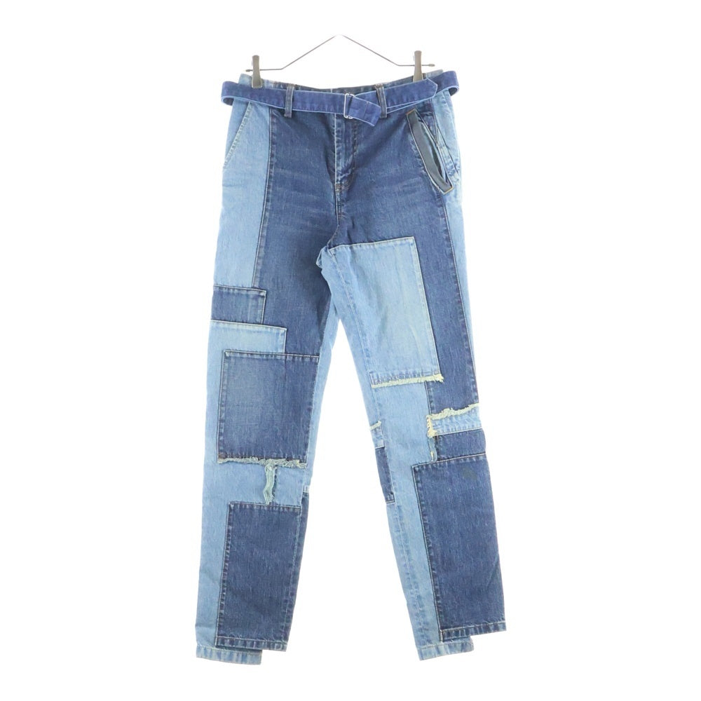 Sacai(サカイ) 21SS PATCH WORK DENIM PANTS パッチワーク マルチポケット ベルト付き デニムパンツ インディゴ 21-02512M