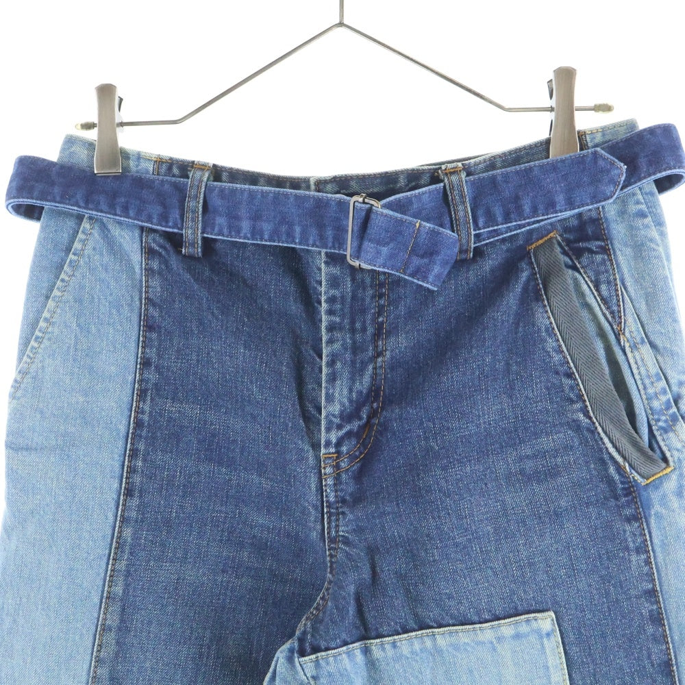 Sacai(サカイ) 21SS PATCH WORK DENIM PANTS パッチワーク マルチポケット ベルト付き デニムパンツ インディゴ 21-02512M