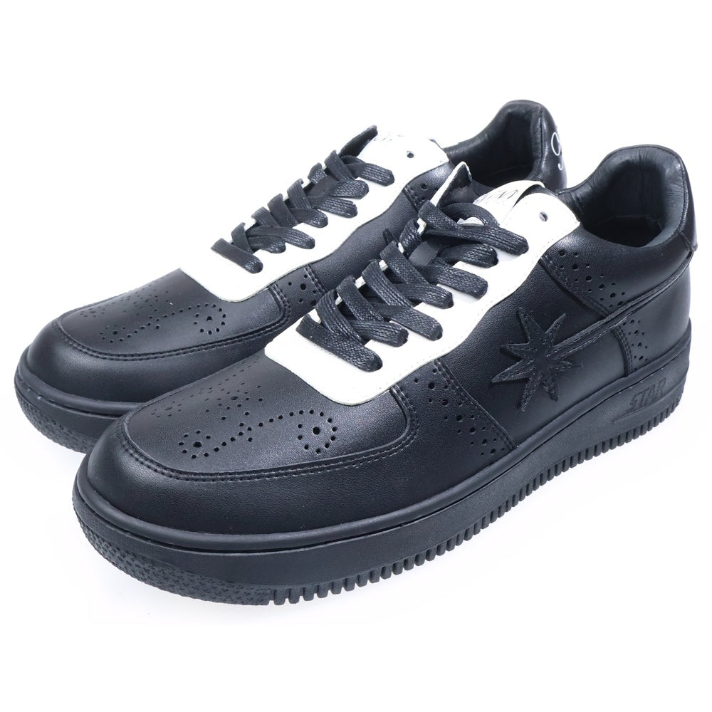 NUMBER (N)INE(ナンバーナイン) ×STAR WALK スターウォーク レザー ローカットスニーカー ブラック/ホワイト US9/27cm SW1805 10022