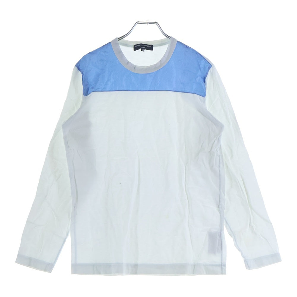 COMME des GARCONS HOMME(コムデギャルソンオム) 09SS AD2008 異素材切り替えデザイン クルーネックカットソー 長袖Tシャツ ホワイト HC-T014