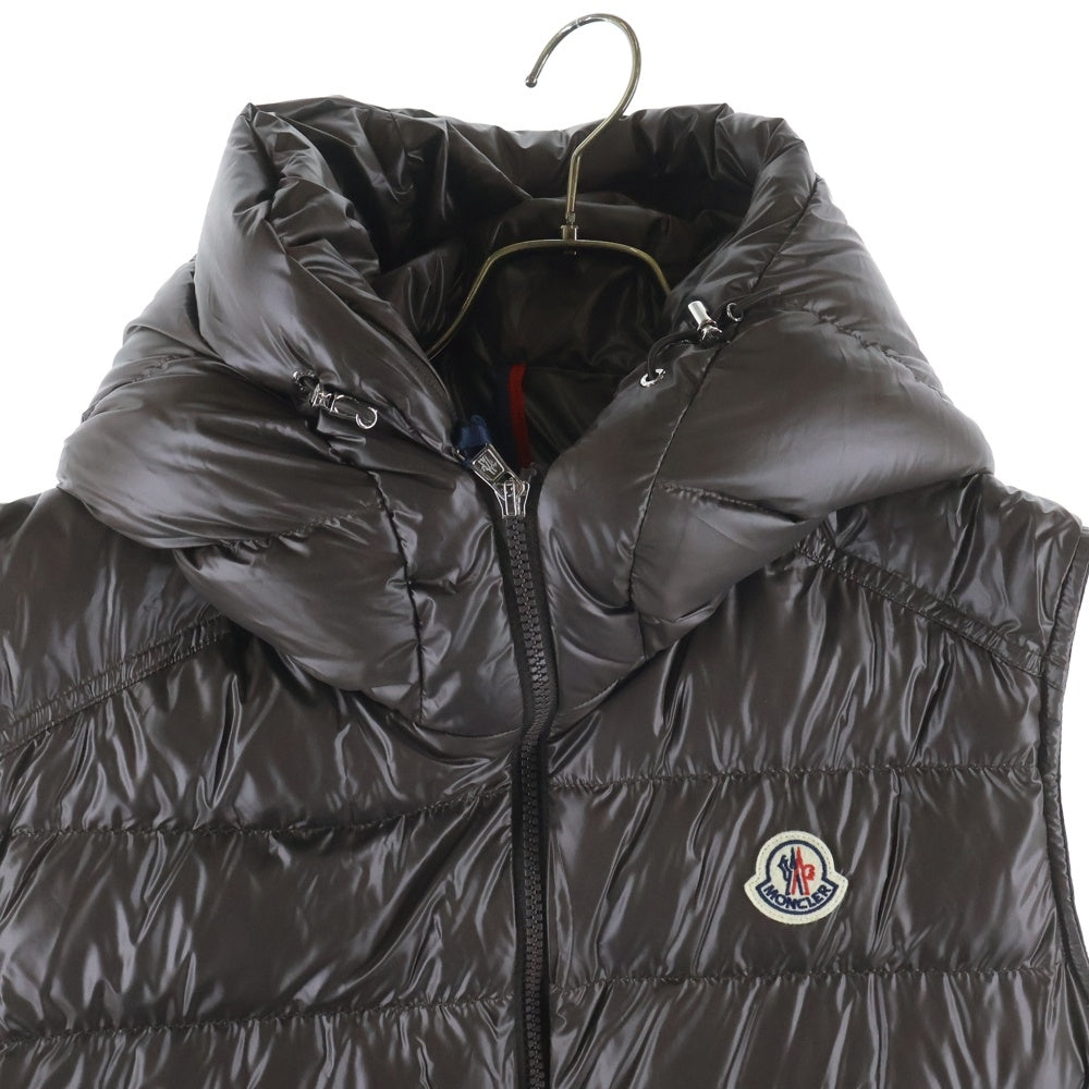 MONCLER(モンクレール) 24AW BARANT バラント ロゴパッチ ジップアップ フーデッド ダウン ベスト ブラウン J20911A00062 597EX