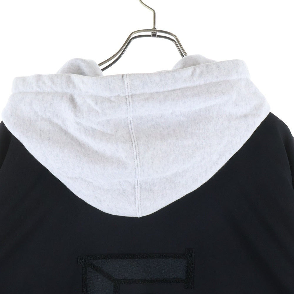 SUPREME(シュプリーム) 22SS Baseball Jersey hooded sweatshirt フロント エンブロイダリー ベースボール レイヤード スウェット プルオーバー パーカーフーディ ブラック/グレー