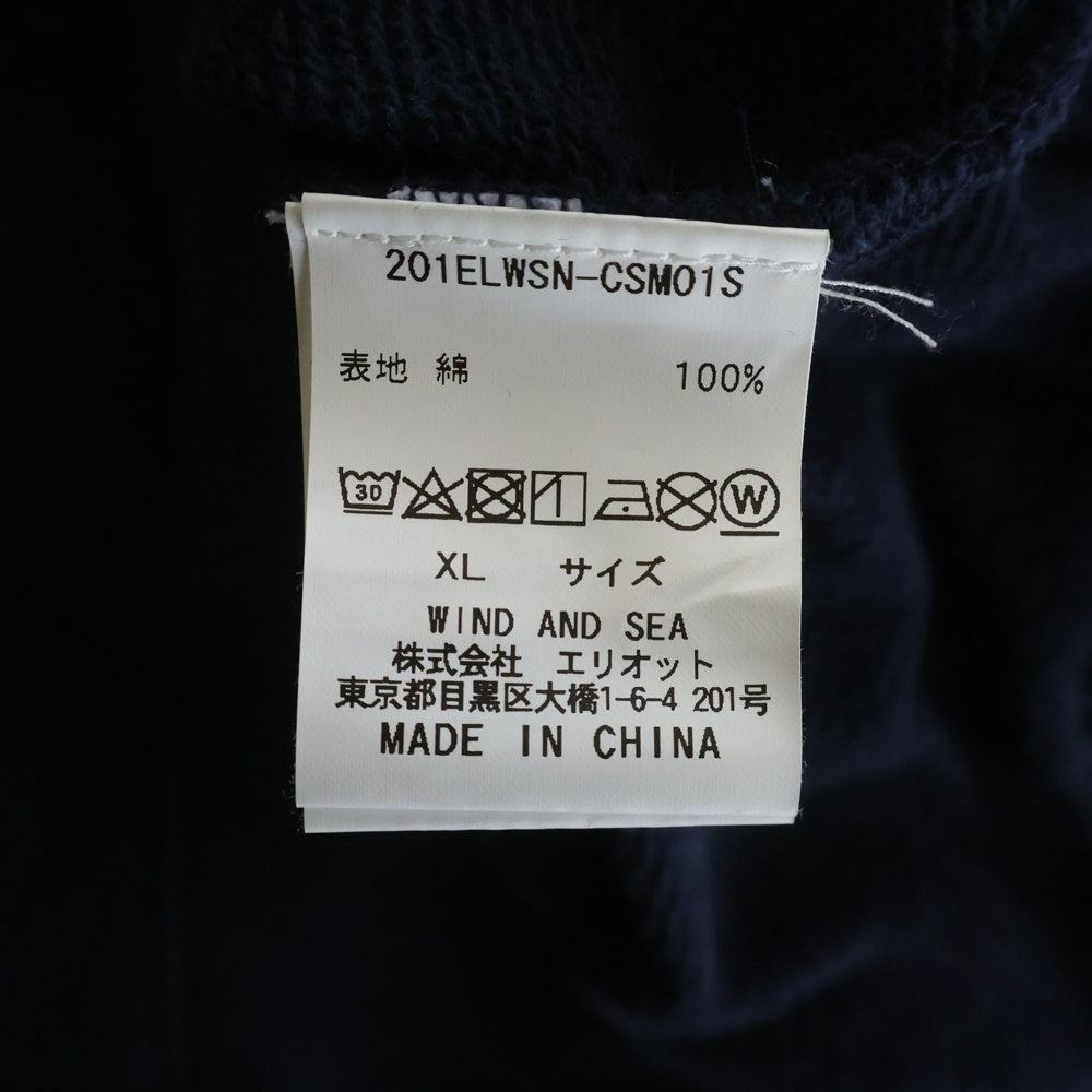 NEIGHBORHOOD(ネイバーフッド) ×WIND AND SEA C-HOODED LS ウィンダンシー フロントロゴ ロングスリーブ スウェット プルオーバー フーディ パーカー ネイビー 201ELWSN-CSM01S