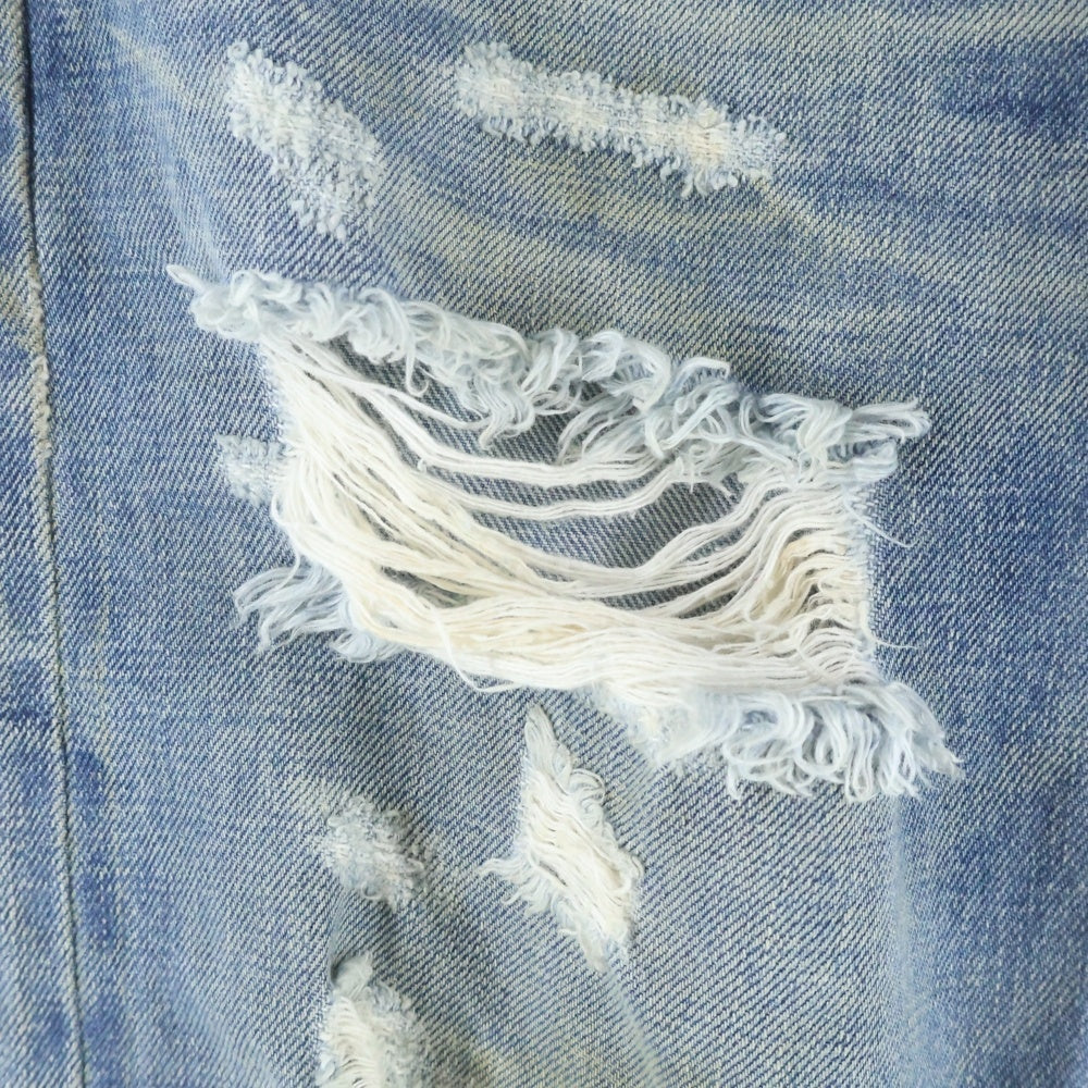 MINEDENIM(マインデニム) CRASH DENIM PANTS クラッシュ加工 マルチポケット ダメージ ストレート デニム パンツ インディゴ 1609-1005-86-352