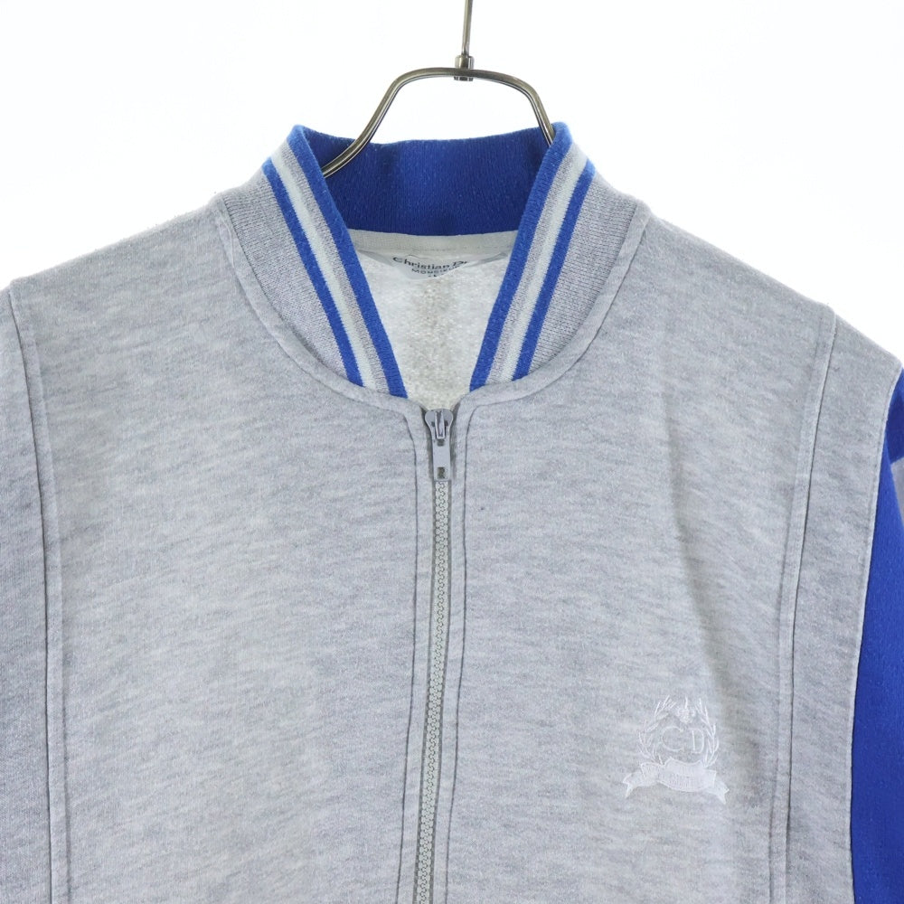 Christian Dior MONSIEUR(クリスチャンディオールムッシュ) ロゴエンブロイダリーデザイン リブカラー切り替え ジップアップジャケット グレー