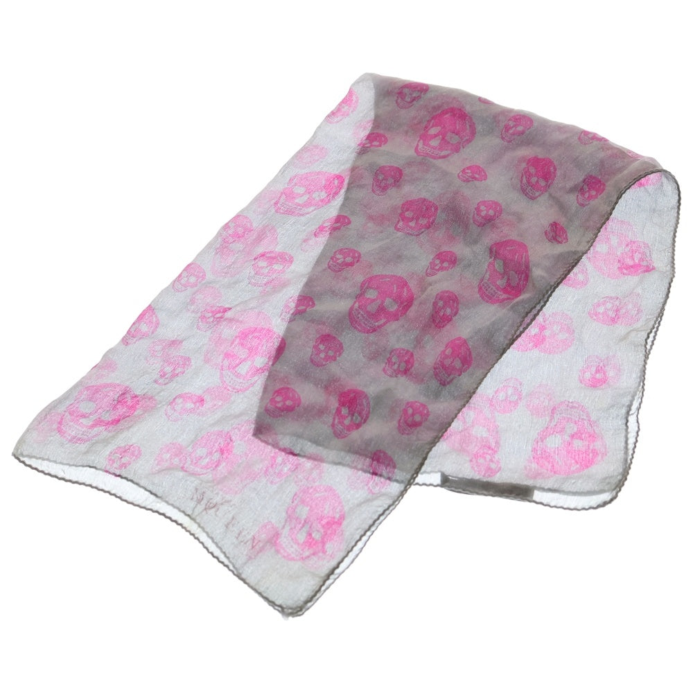 Alexander McQueen(アレキサンダーマックイーン) スカルロゴデザイン スクエア型 スカーフ ストール グレー レディース