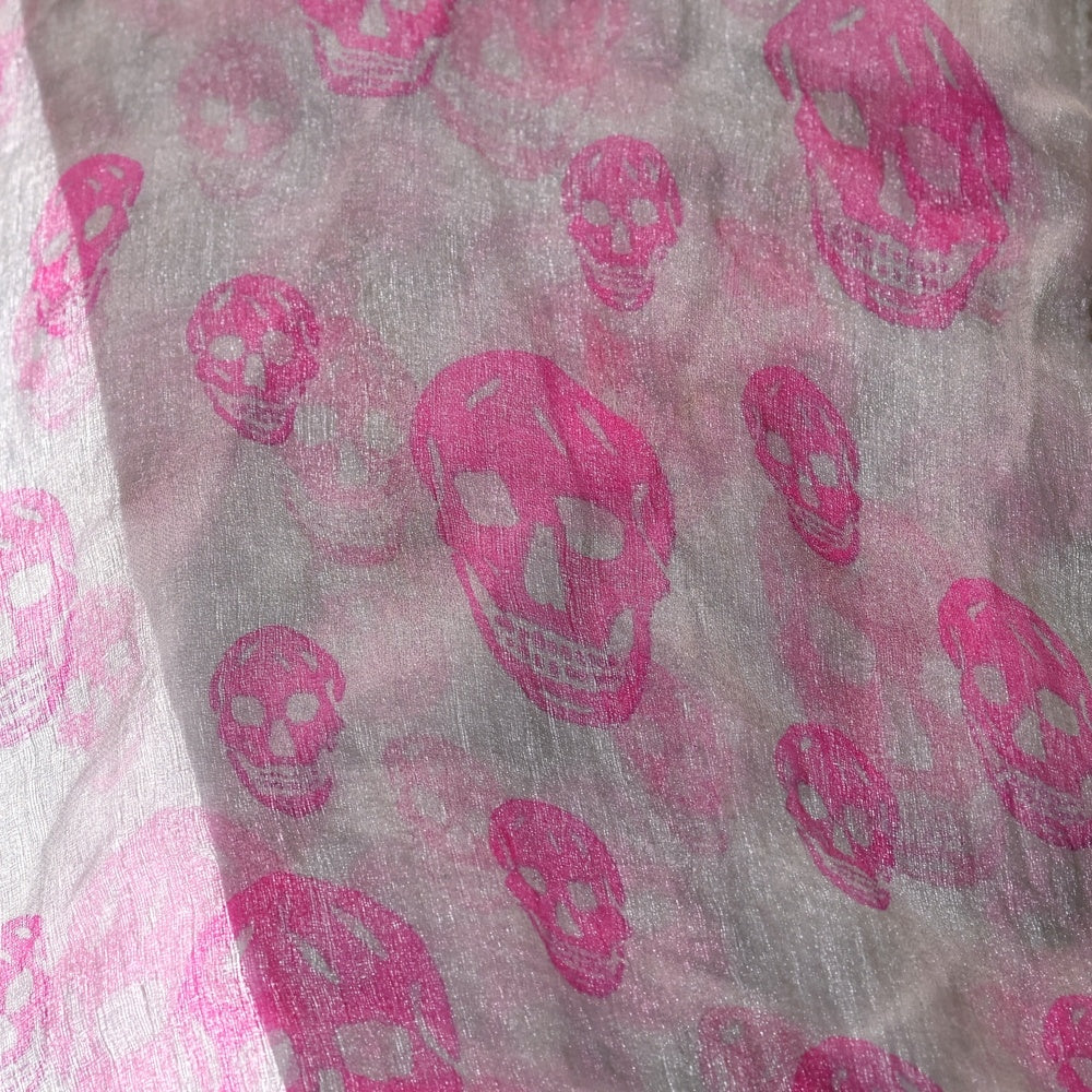 Alexander McQueen(アレキサンダーマックイーン) スカルロゴデザイン スクエア型 スカーフ ストール グレー レディース