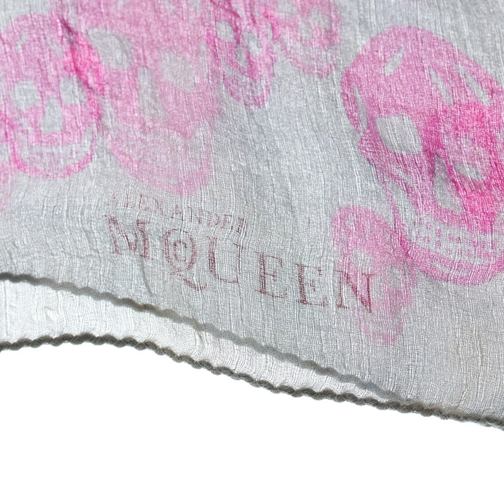 Alexander McQueen(アレキサンダーマックイーン) スカルロゴデザイン スクエア型 スカーフ ストール グレー レディース
