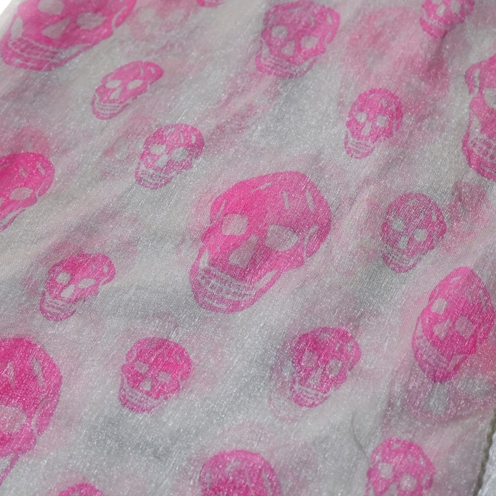 Alexander McQueen(アレキサンダーマックイーン) スカルロゴデザイン スクエア型 スカーフ ストール グレー レディース