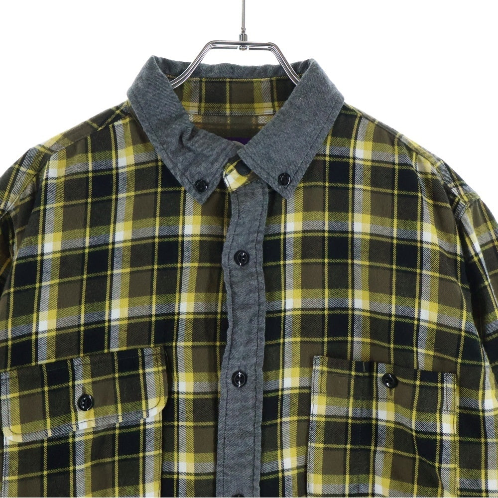 THE NORTH FACE PURPLE LABEL(ノースフェイスパープルレーベル) 2ポケット ロングスリーブ チェックシャツ イエロー NT3358N