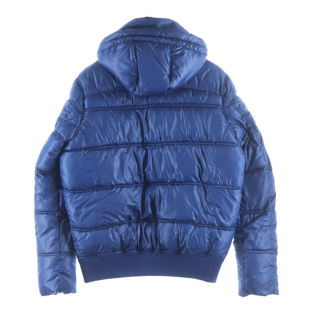 G-STAR RAW(ジースターロウ) ロゴレザーパッチ フーデッド中綿ジャケット ブルー