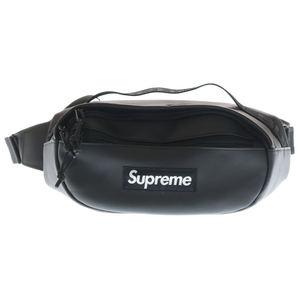 SUPREME(シュプリーム) 23AW Leather Waist Bag ボックスロゴ レザー ウエストバッグ ショルダーバッグ ブラック