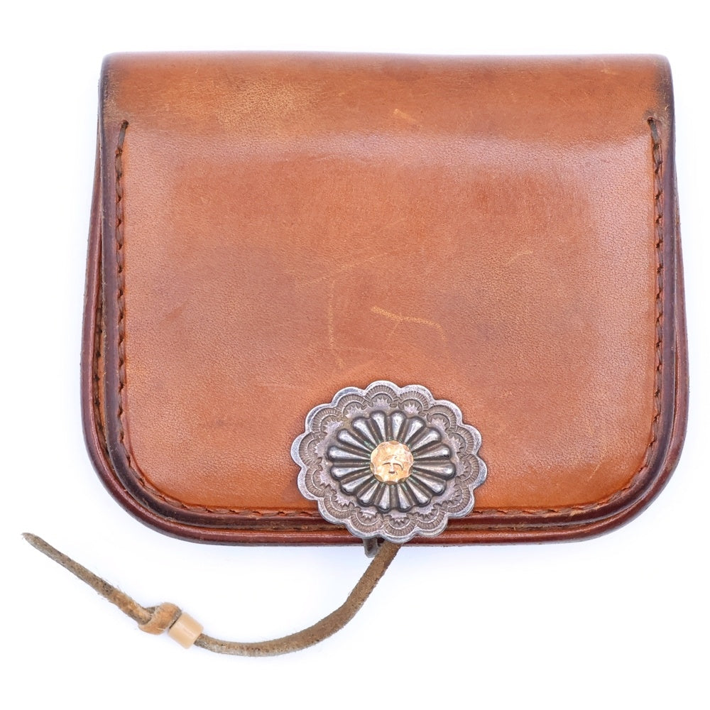 goro's(ゴローズ) K18付きフラワーコンチョ付き 角型小銭入れ 財布 レザーウォレット ブラウン