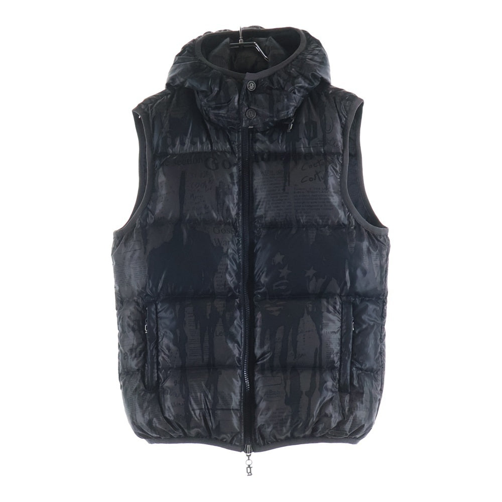 John Galliano(ジョン ガリアーノ) ニュースペーパー フーデッド ダウンベスト グレー