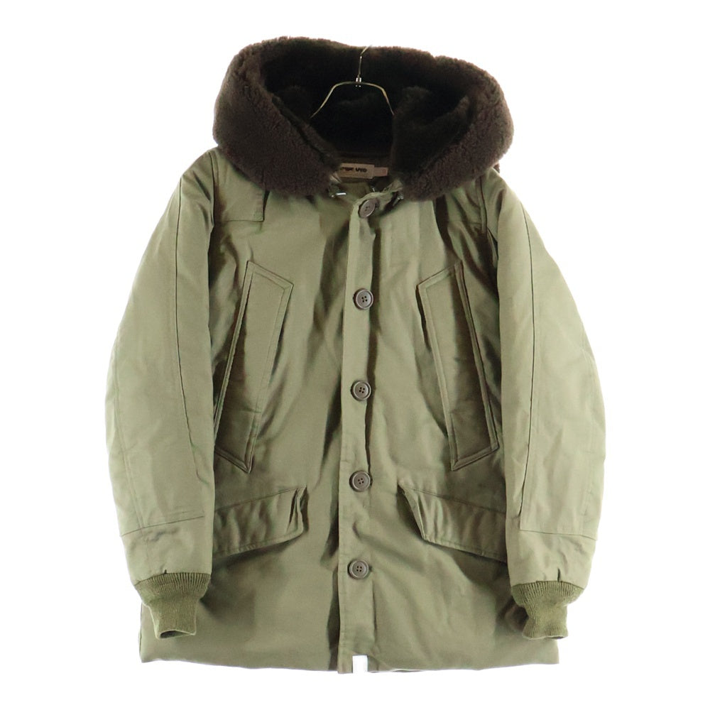 A BATHING APE(アベイシングエイプ) ファーフーデッド フライトジャケット デッキジャケット カーキ