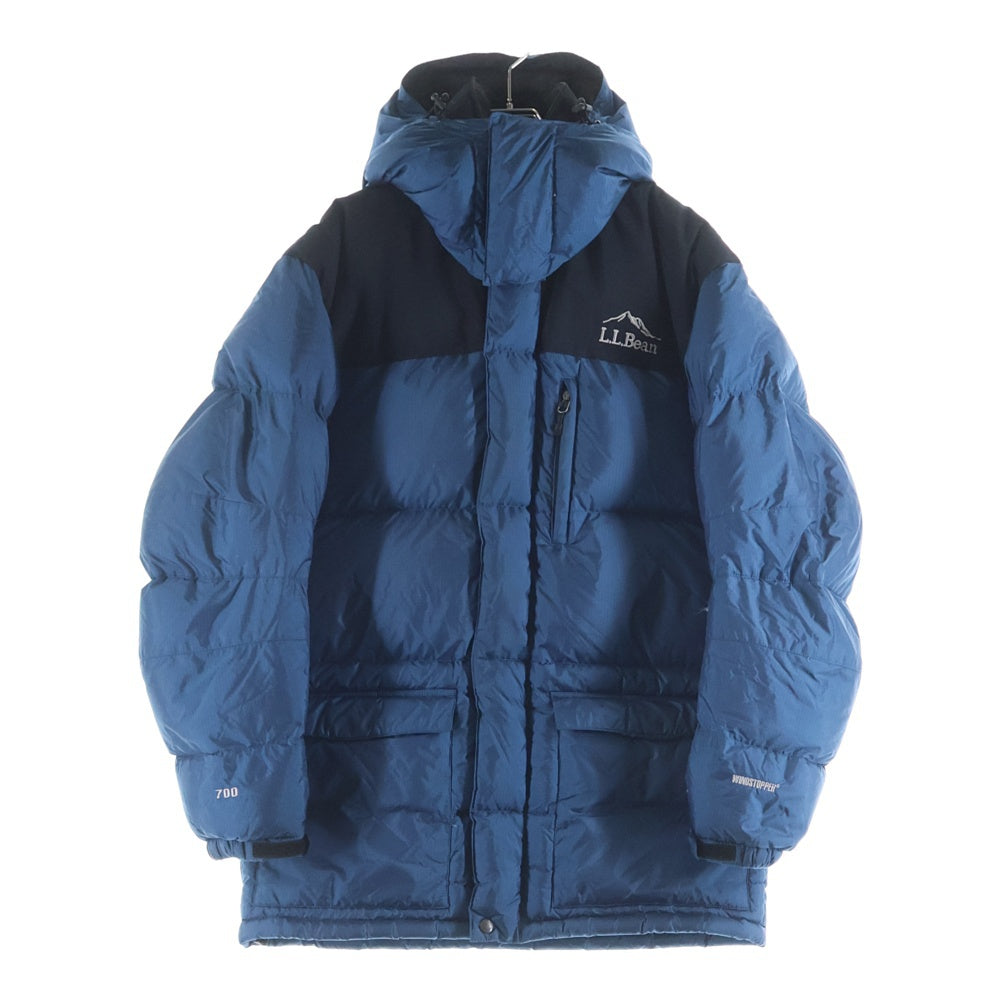 L.L.Bean(エルエルビーン) ロゴ刺繍 フーデッドダウンジャケット ブルー OKAJ8