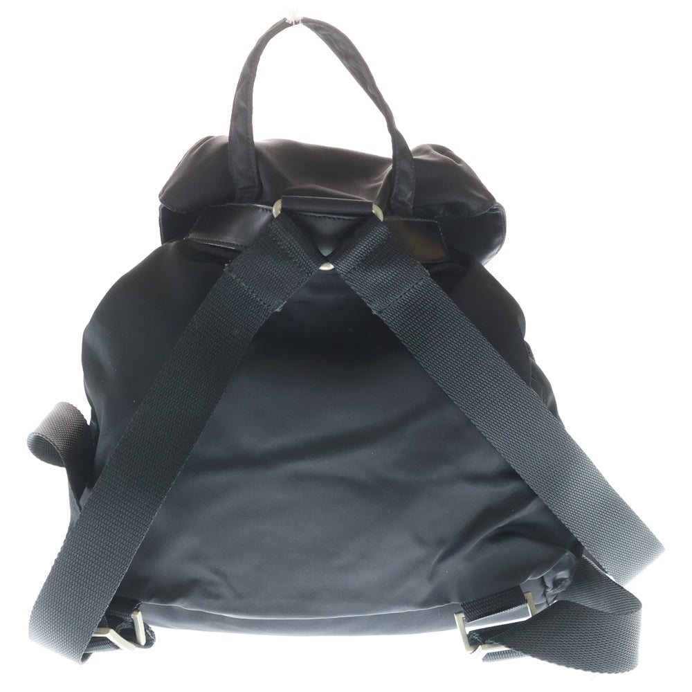 PRADA(プラダ) トライアングルロゴプレート ミニ テスートナイロン サフィアーノレザー ドローストリング バックパック ブラック レディース