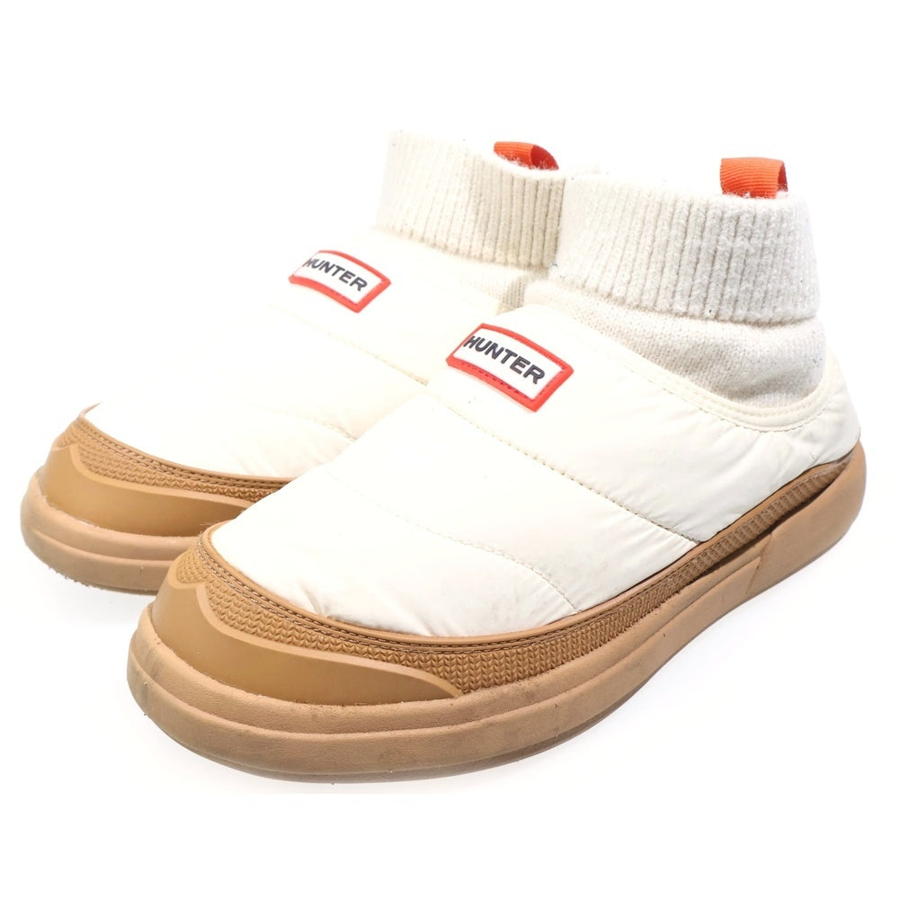 HUNTER(ハンター) IN OUT PUFFER KNIT BOOT イン アウト パファー ニッテッド カフ ブーツ ホワイト レディース WFS2265REN