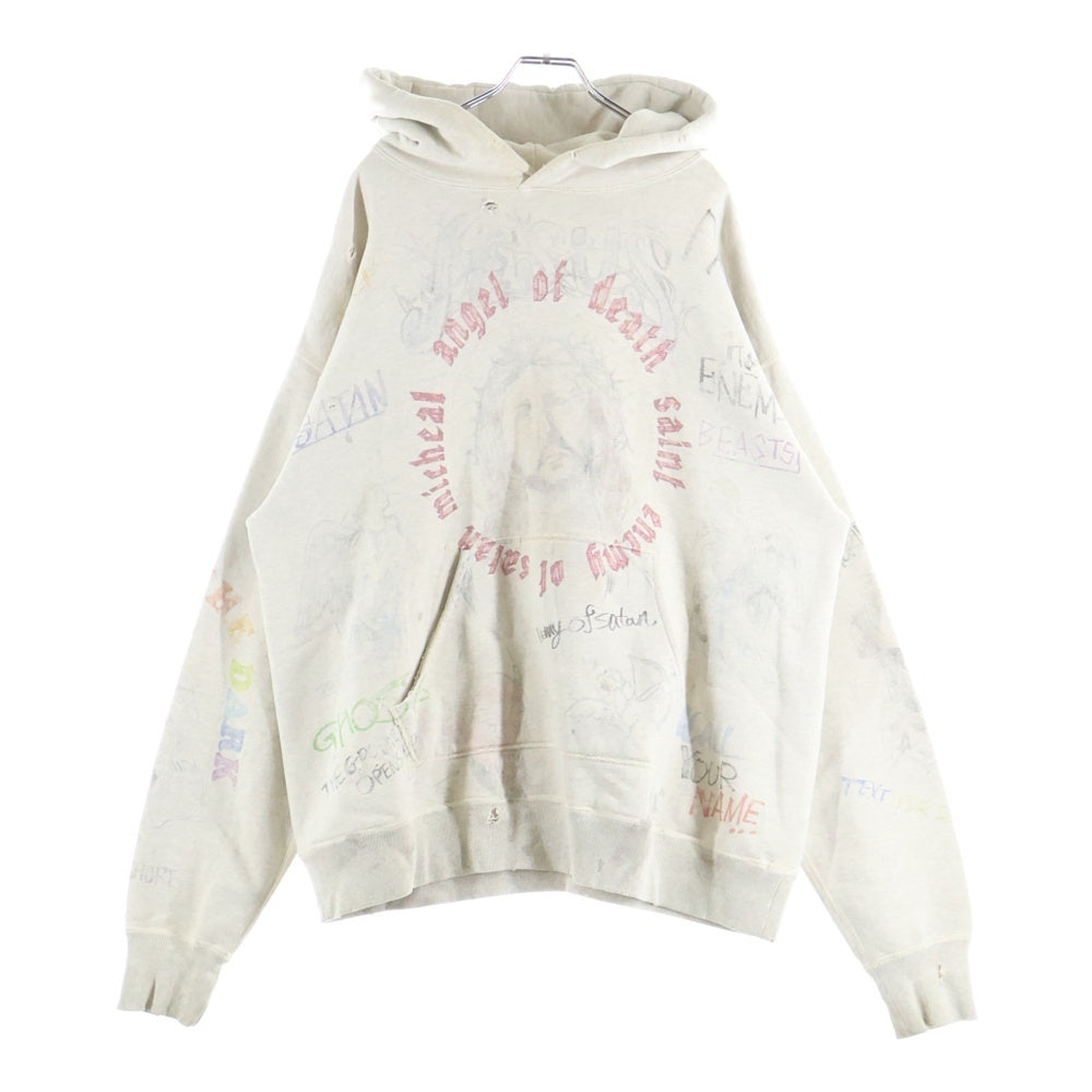 SAINT MICHAEL(セントマイケル) 20AW SM7 Hoodie ダメージ加工 プルオーバースウェットパーカー フーディー グレー SM-A20-0000-013