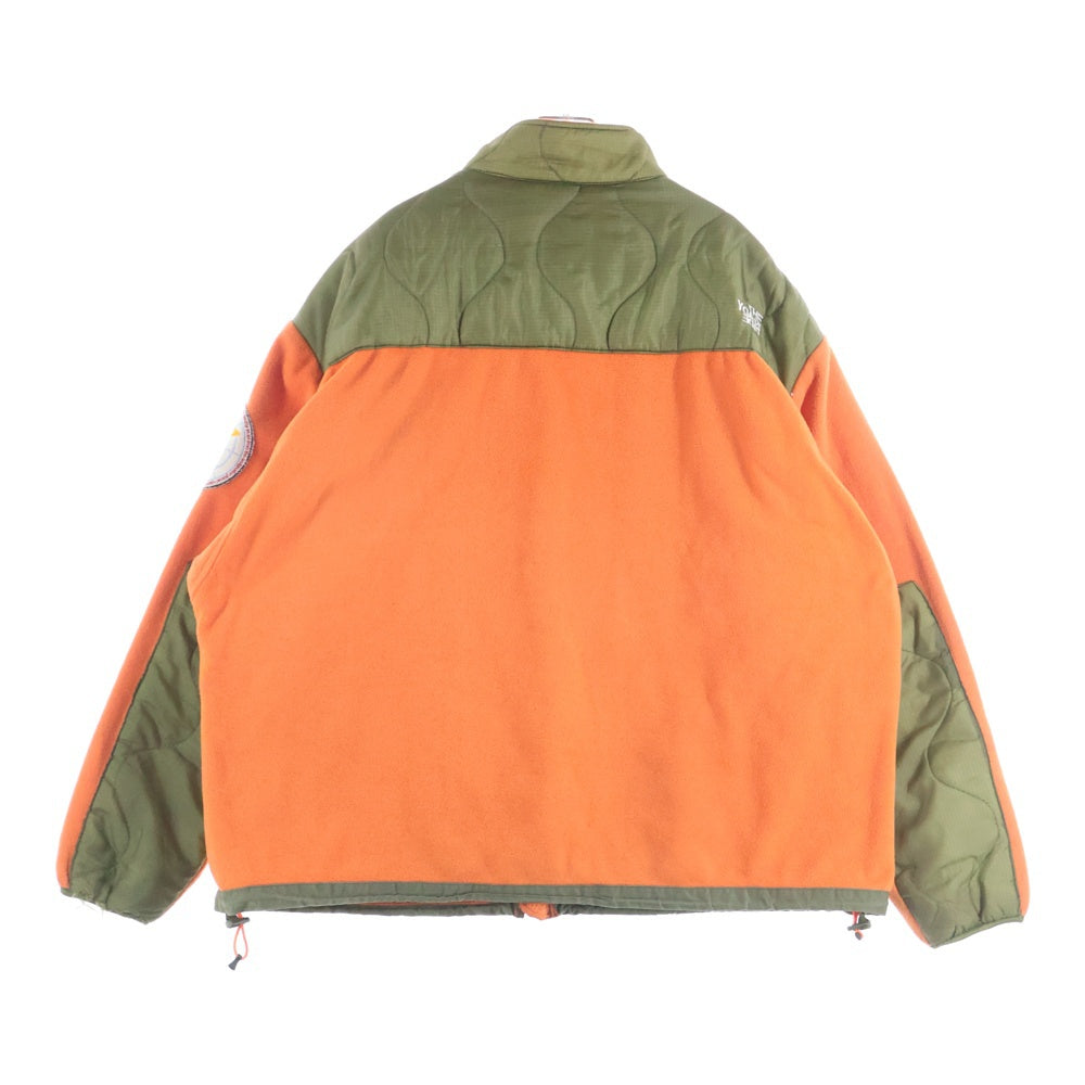 READY MADE(レディメイド) 20AW FLEECE JACKET キルティング切り替え ジップアップフリースジャケット オレンジ/カーキ RE-P0-0R-00-00-110