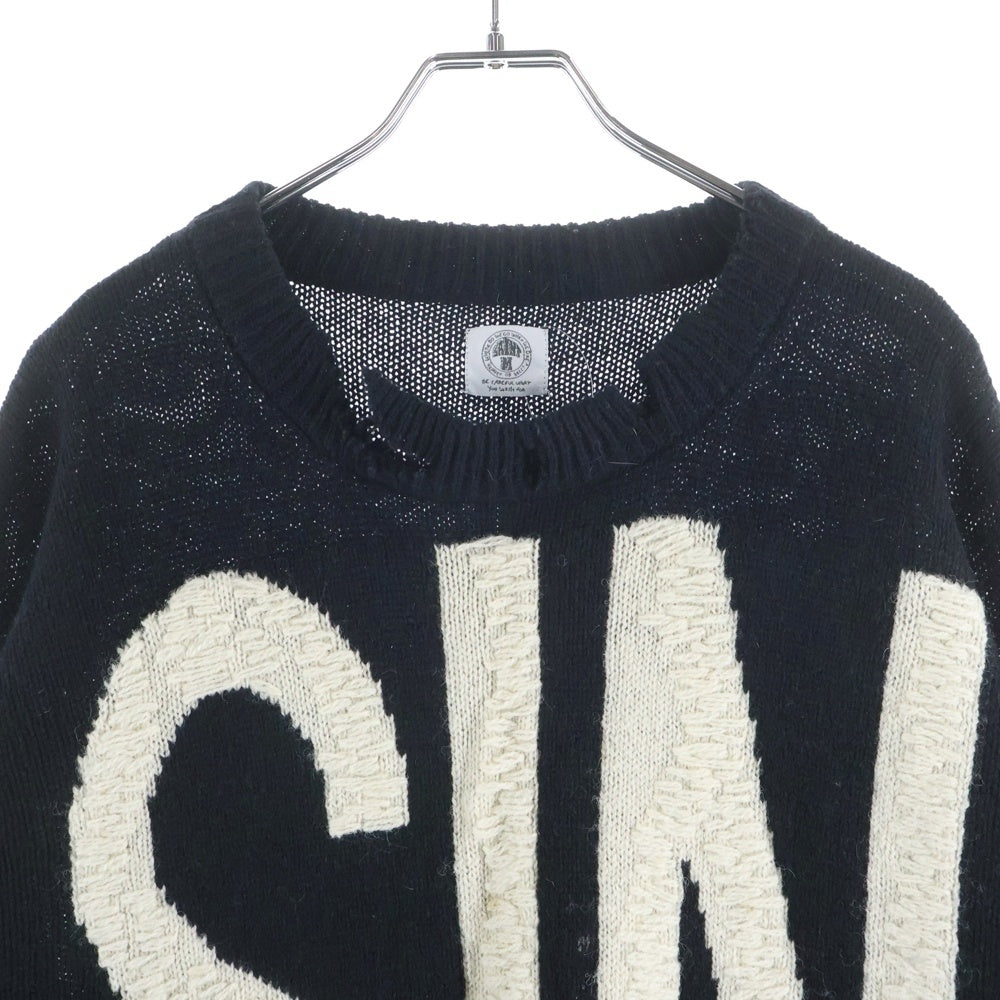SAINT MICHAEL(セントマイケル) 21AW WOOL SWTER SIN ウール クルーネックニットセーター ブラック SM-A21-0000-039