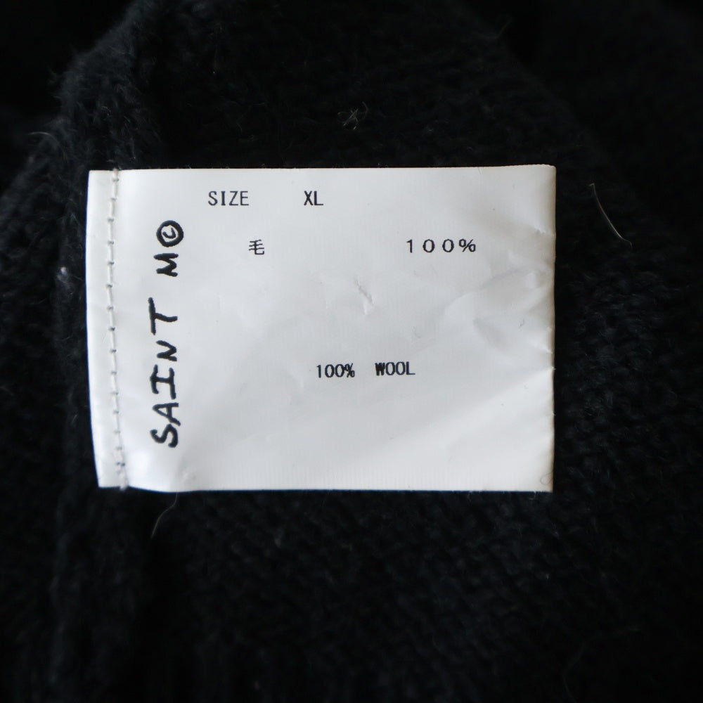 SAINT MICHAEL(セントマイケル) 21AW WOOL SWTER SIN ウール クルーネックニットセーター ブラック SM-A21-0000-039