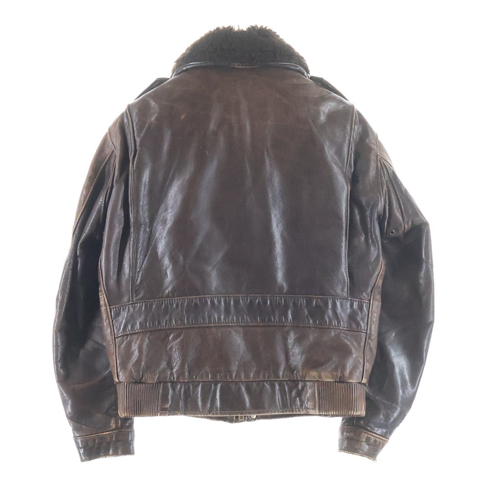 SCHOTT(ショット) 198SM A-2 ライナー付き ボアカラー ジップアップ レザー フライトジャケット ブラウン