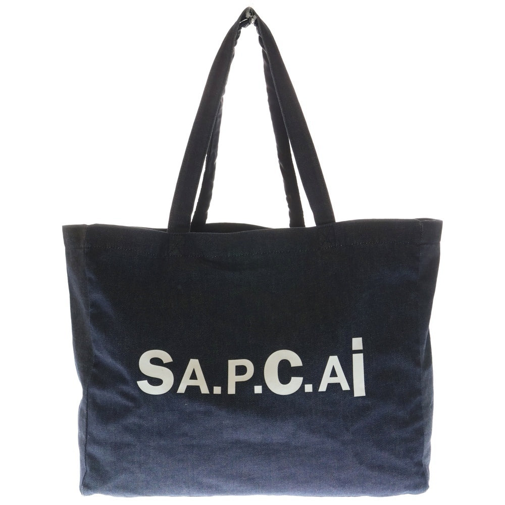 Sacai(サカイ) ×A.P.C. アーペーセー ロゴプリント デニムトートバッグ インディゴ NT0270 レディース