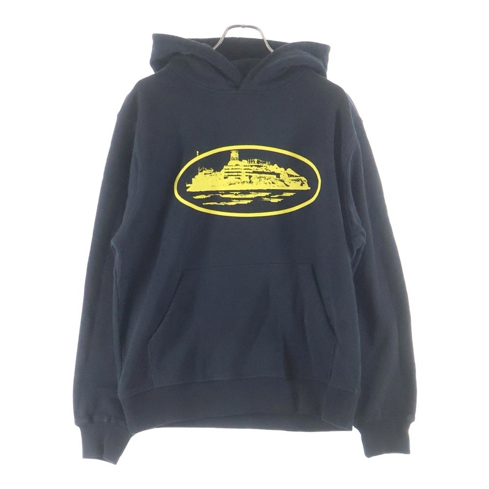Corteiz(コーテイズ) ALCATRAZ Hoodie V2 アルカトラズ フーディー フロントプリント プルオーバー パーカー ブラック/イエロー CRTZ-1128