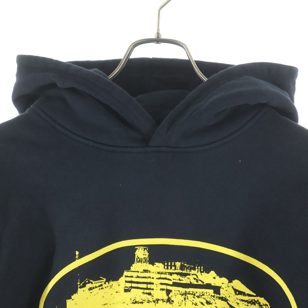 Corteiz(コーテイズ) ALCATRAZ Hoodie V2 アルカトラズ フーディー フロントプリント プルオーバー パーカー ブラック/イエロー CRTZ-1128