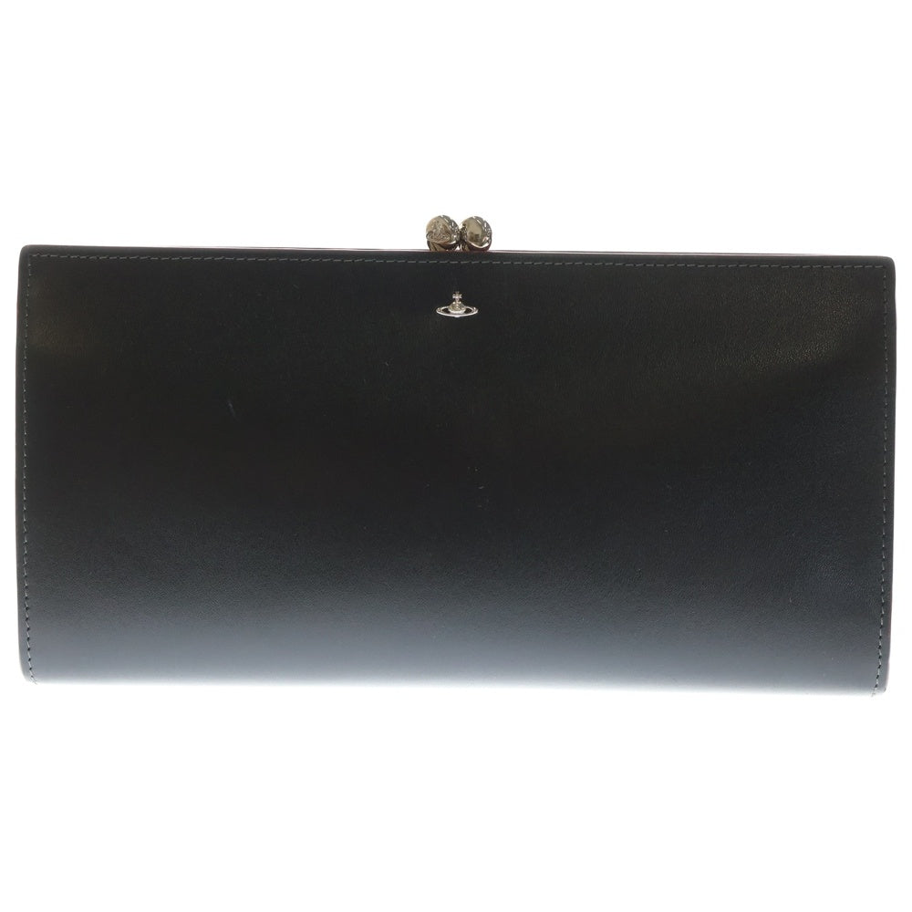 Vivienne Westwood(ヴィヴィアンウエストウッド) オーブ刻印 がま口 レザーウォレット 長財布 ブラック 3118D70
