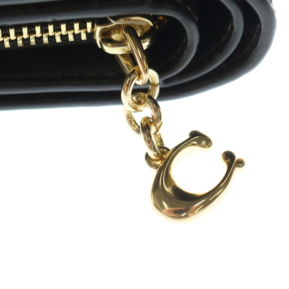COACH(コーチ) ロゴ刻印 クロコ型押し コンパクトレザーウォレット 財布 ブラック