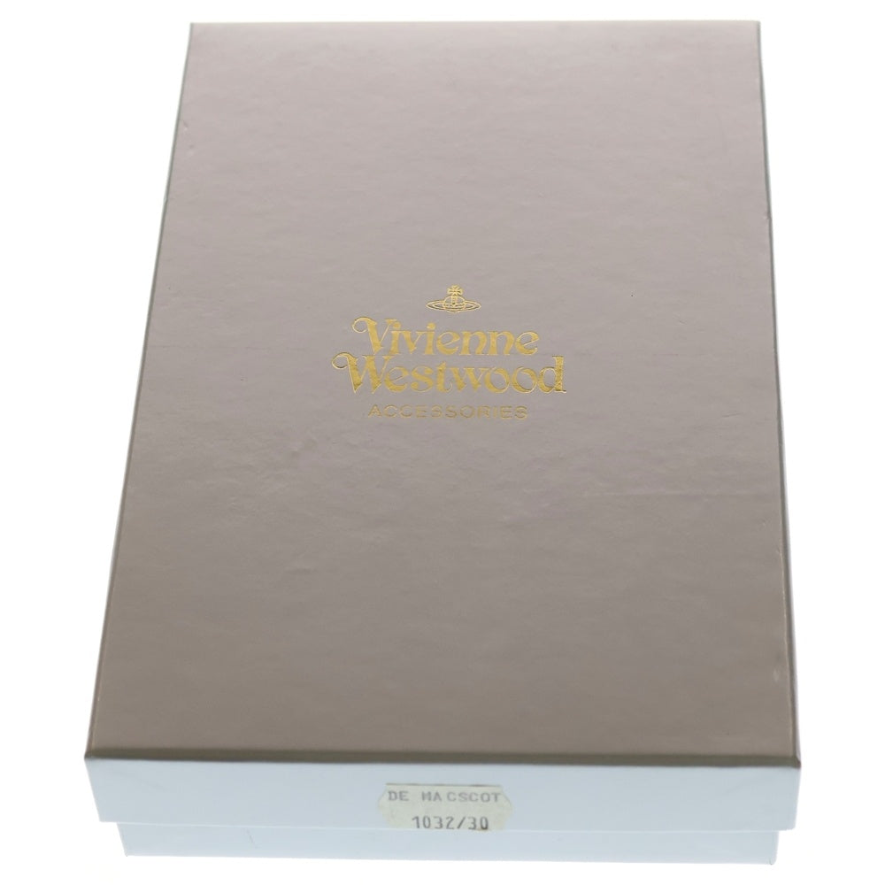 Vivienne Westwood(ヴィヴィアンウエストウッド) ロゴ刻印 ノバチェック レザー切り替え キャンバスウォレット 長財布 パープル/ブラウン