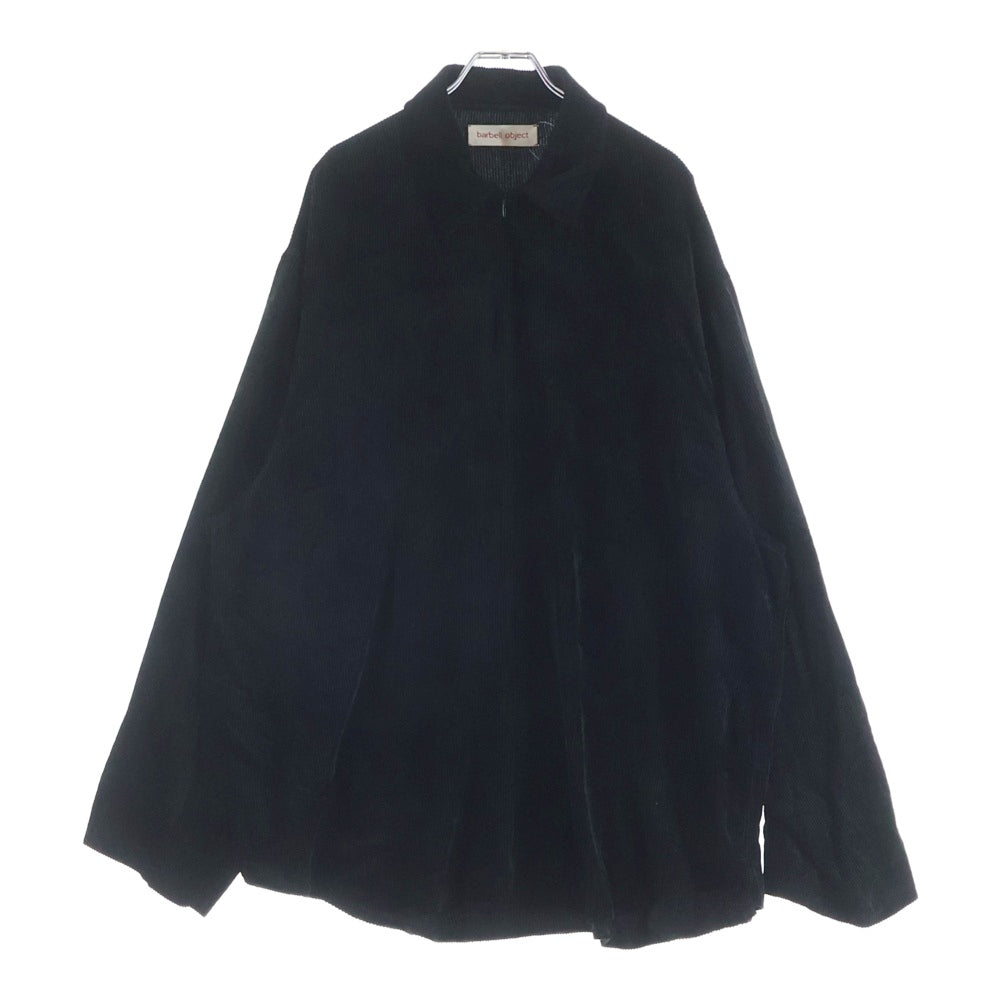 BARBELLOBJECT(バーベルオブジェクト) 25AW 20rc po レギュラーカラー ジップアップ コーデユロイ長袖シャツ ブラック BO-05S03