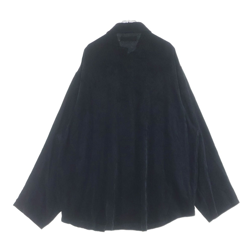 BARBELLOBJECT(バーベルオブジェクト) 25AW 20rc po レギュラーカラー ジップアップ コーデユロイ長袖シャツ ブラック BO-05S03