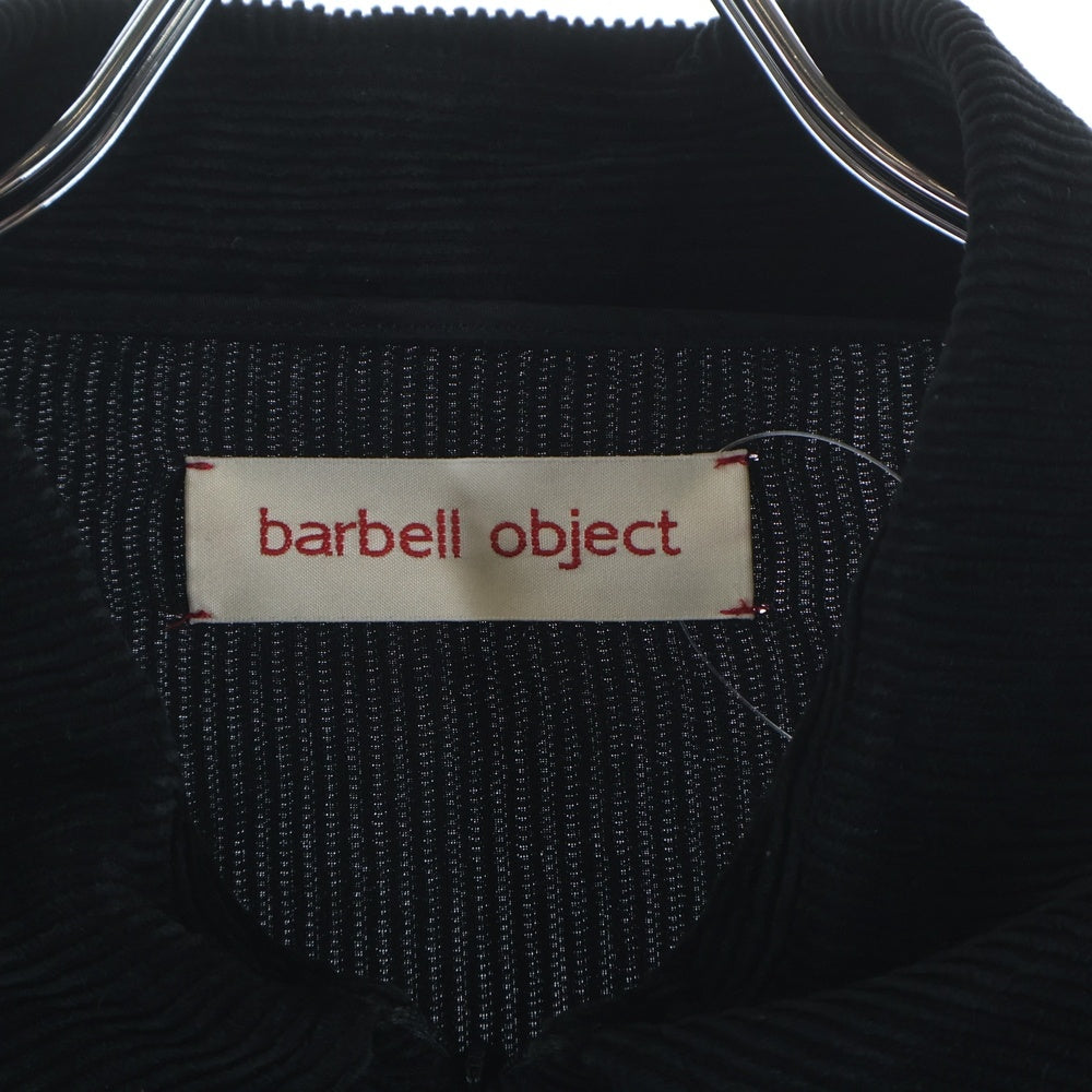 BARBELLOBJECT(バーベルオブジェクト) 25AW 20rc po レギュラーカラー ジップアップ コーデユロイ長袖シャツ ブラック BO-05S03