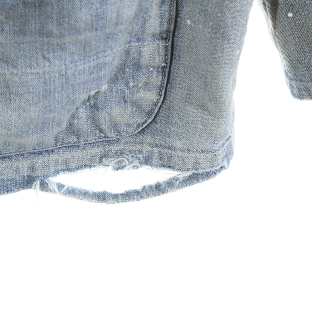 ANCELLM(アンセルム) 24SS DENIM COVERALL ダメージ加工 マルチポケット デニムジャケット カバーオール インディゴ ANC-JK44-A