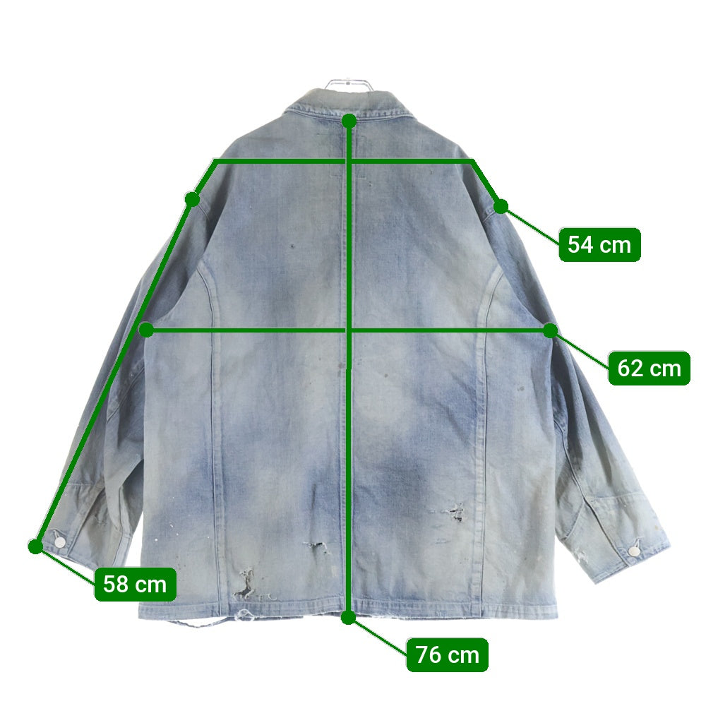 ANCELLM(アンセルム) 24SS DENIM COVERALL ダメージ加工 マルチポケット デニムジャケット カバーオール インディゴ ANC-JK44-A