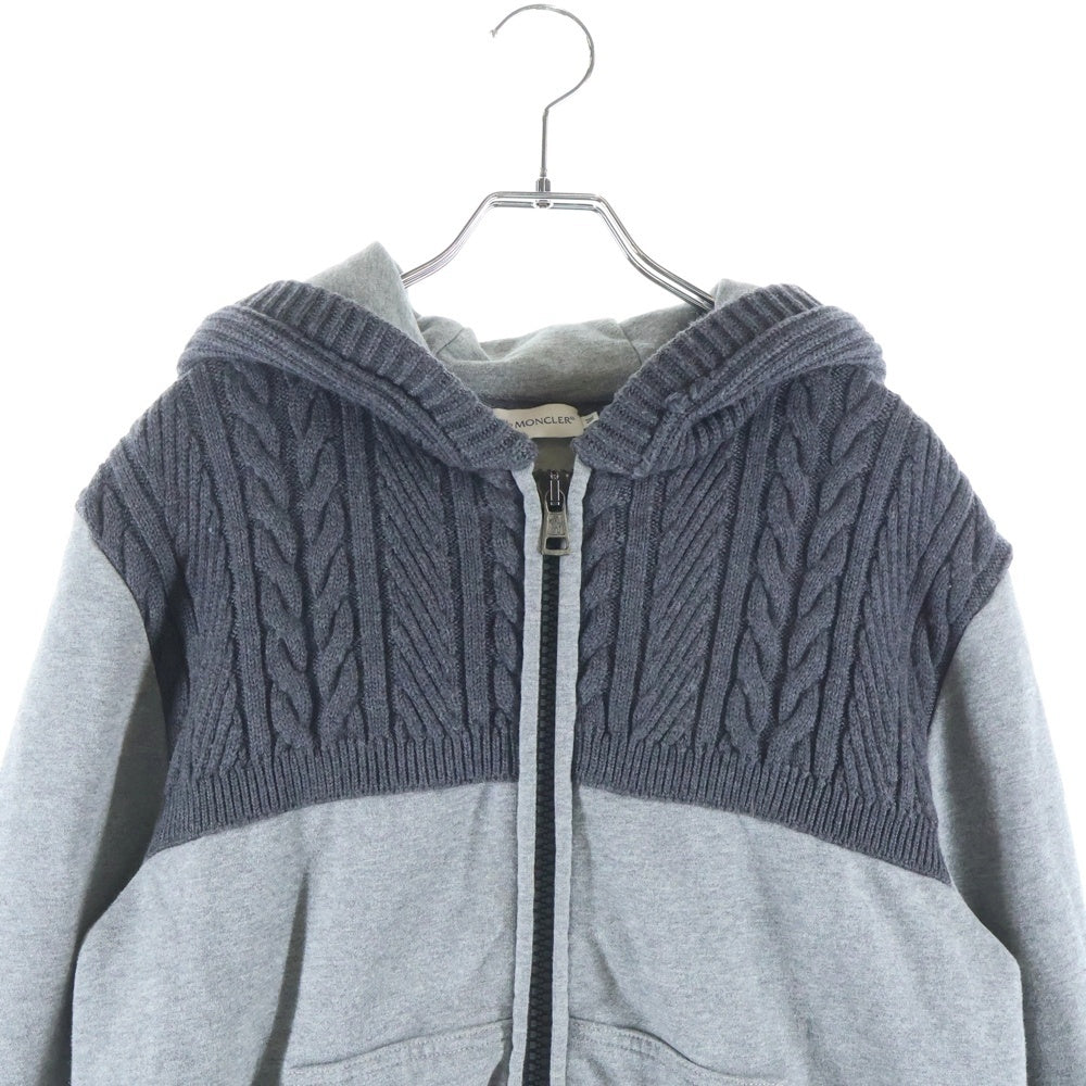 MONCLER(モンクレール) MAGLIA CARDIGAN マリアカーディガン ケーブルニット切替 コットンスウェット ジップアップパーカー グレー 420918409500 80919