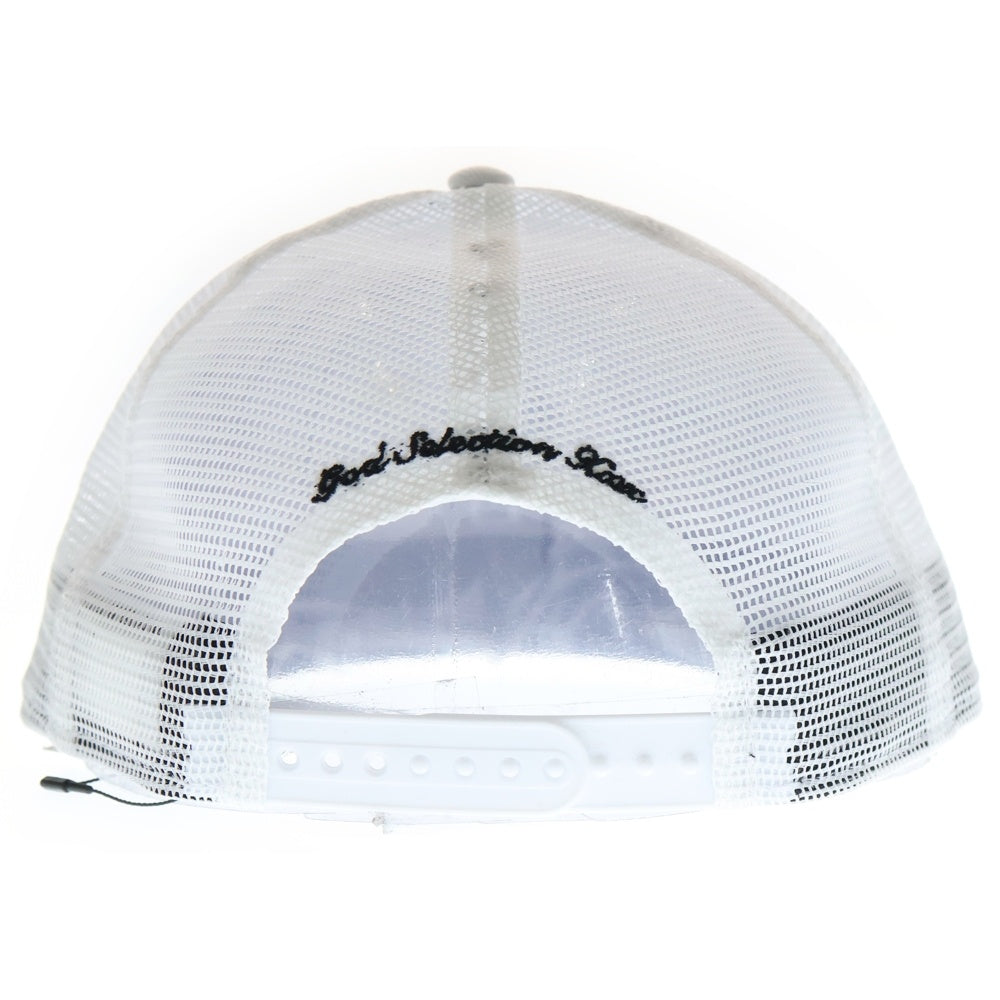 GOD SELECTION XXX(ゴッドセレクショントリプルエックス) 25SS ×NEW ERA ニューエラ フロントロゴ刺繍 6パネル ベースボール メッシュキャップ 帽子 ホワイト GX-S25-HT-02