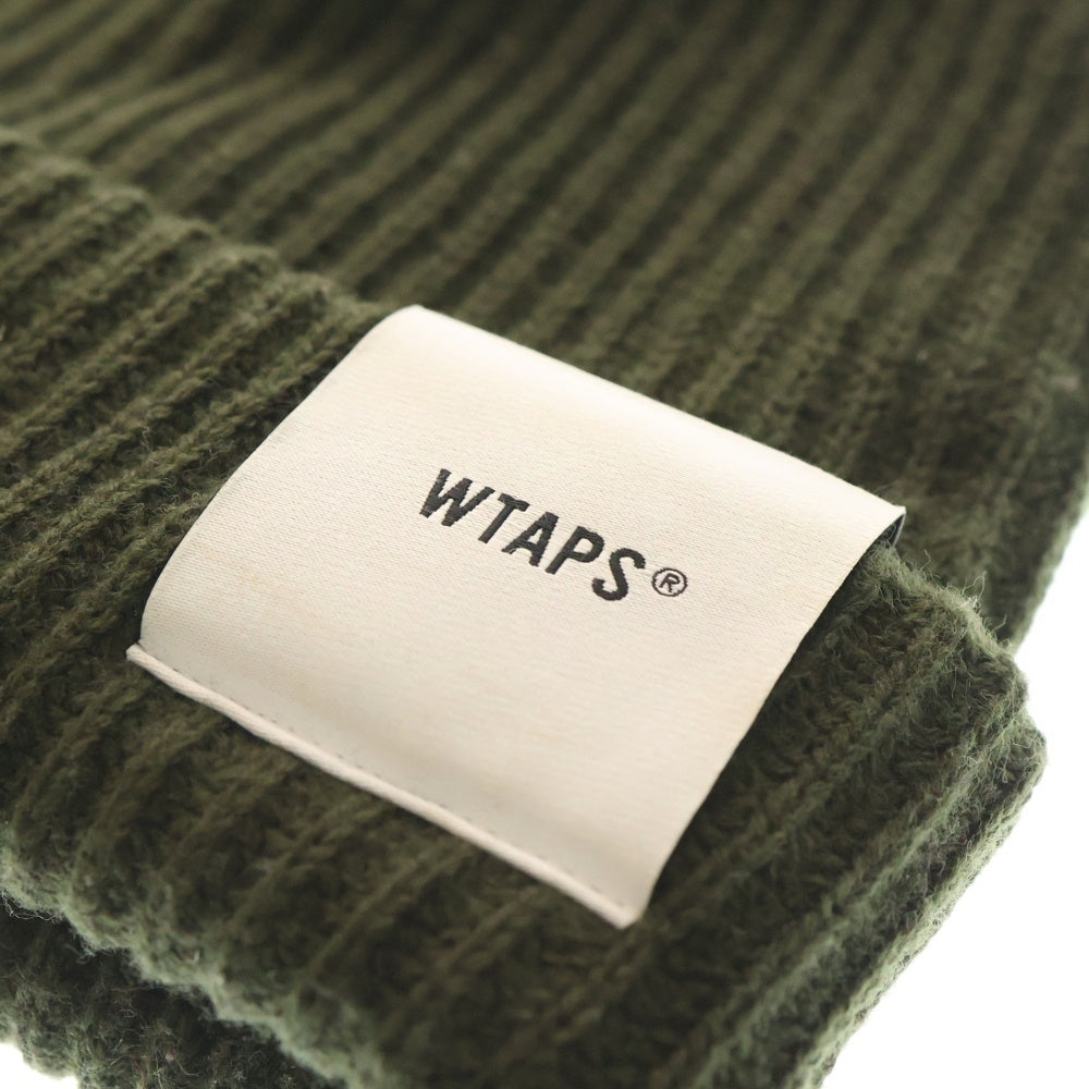 WTAPS(ダブルタップス) ロゴ コットン ビーニー ニットキャップ ニット帽子 カーキ 232MADT-HT01