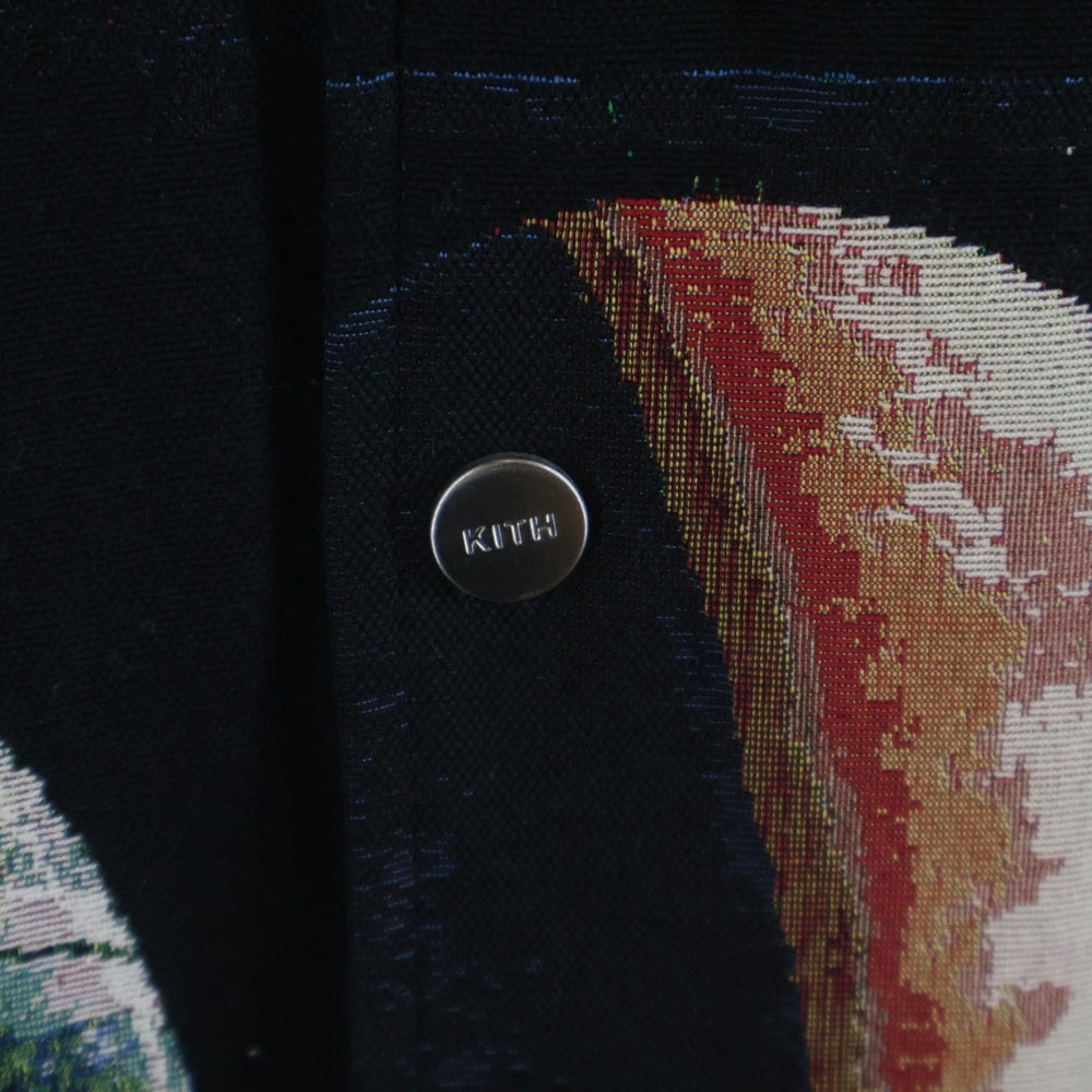 KITH(キス) ×STAR WARS PLANETS COACHES JACKET スターウォーズプラネッツ ドローコード付き 総柄 コーチジャケット ブラック KHM010068