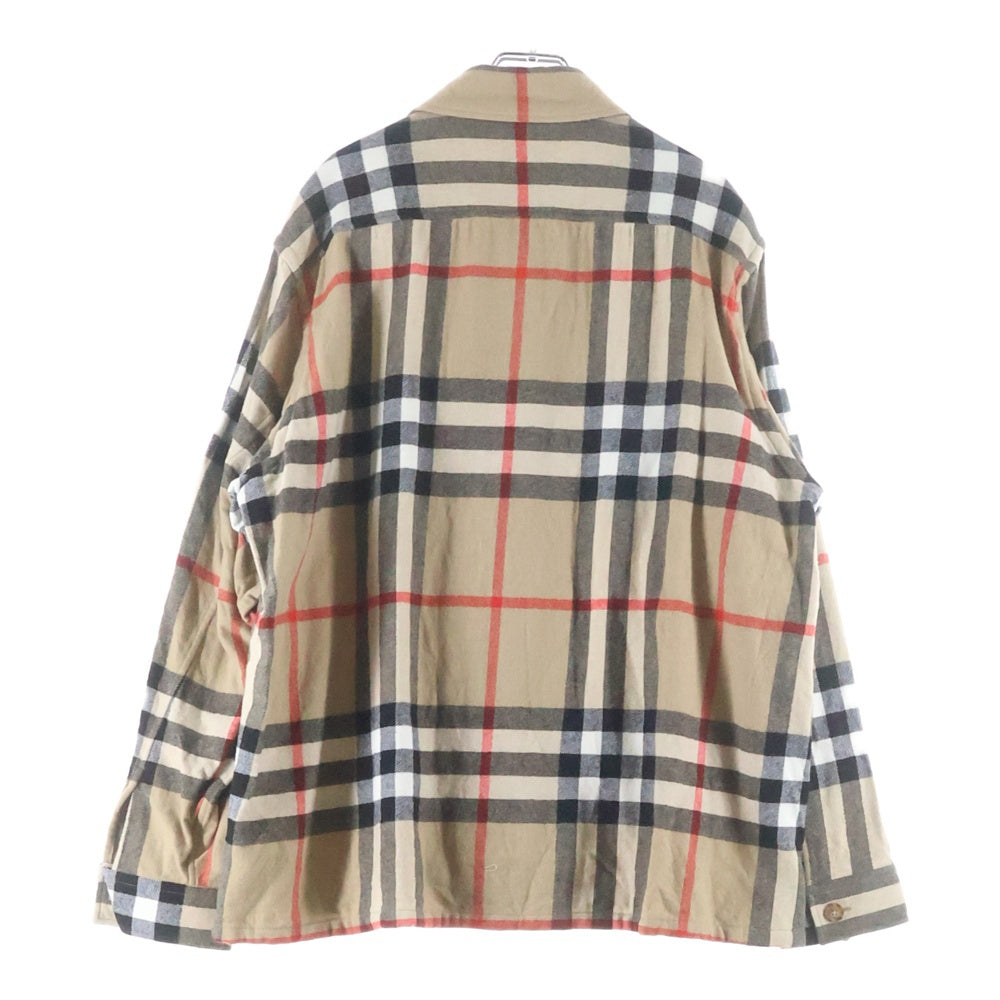 BURBERRY(バーバリー) 22AW VINTAGE CHECK BUTTON FRONT SHIRT ノバチェック柄 ボタンフロント ダブルポケット ウール 長袖シャツ ブラウン 8058584