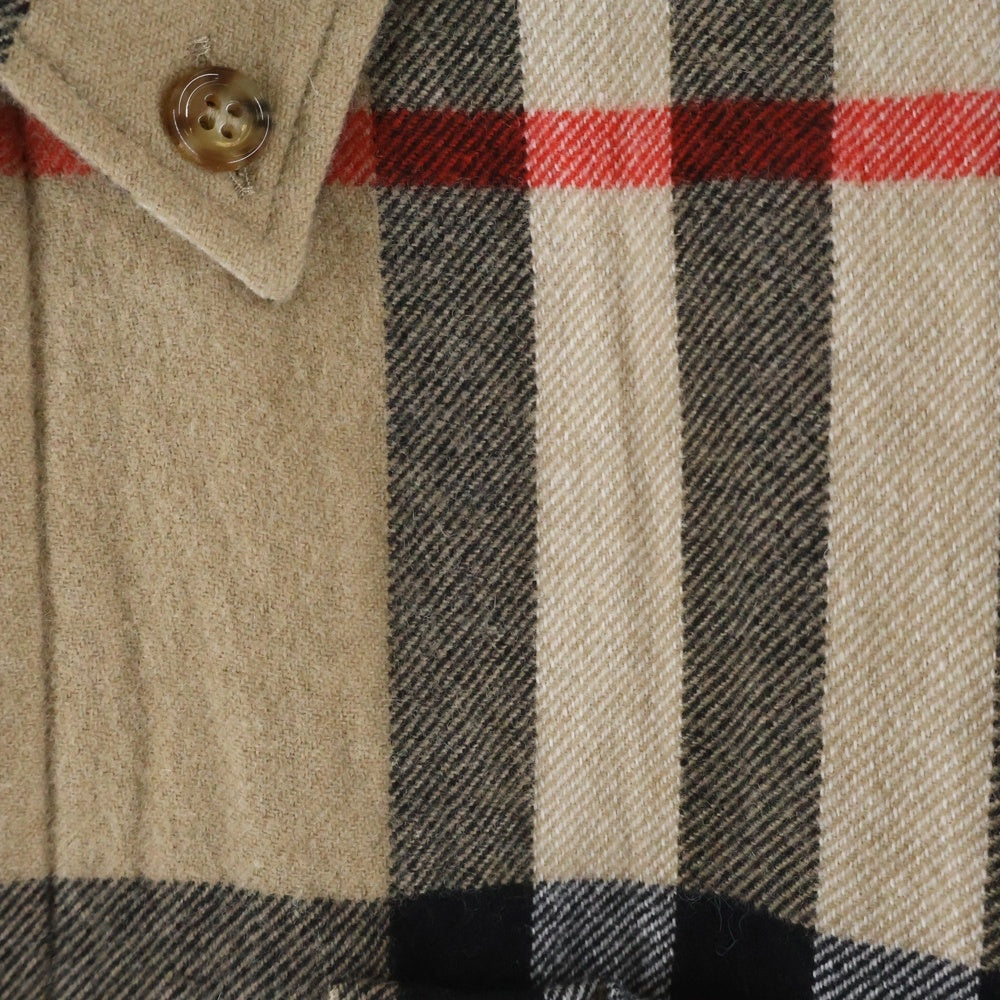 BURBERRY(バーバリー) 22AW VINTAGE CHECK BUTTON FRONT SHIRT ノバチェック柄 ボタンフロント ダブルポケット ウール 長袖シャツ ブラウン 8058584