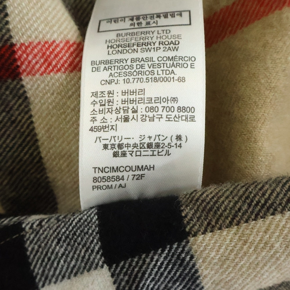 BURBERRY(バーバリー) 22AW VINTAGE CHECK BUTTON FRONT SHIRT ノバチェック柄 ボタンフロント ダブルポケット ウール 長袖シャツ ブラウン 8058584